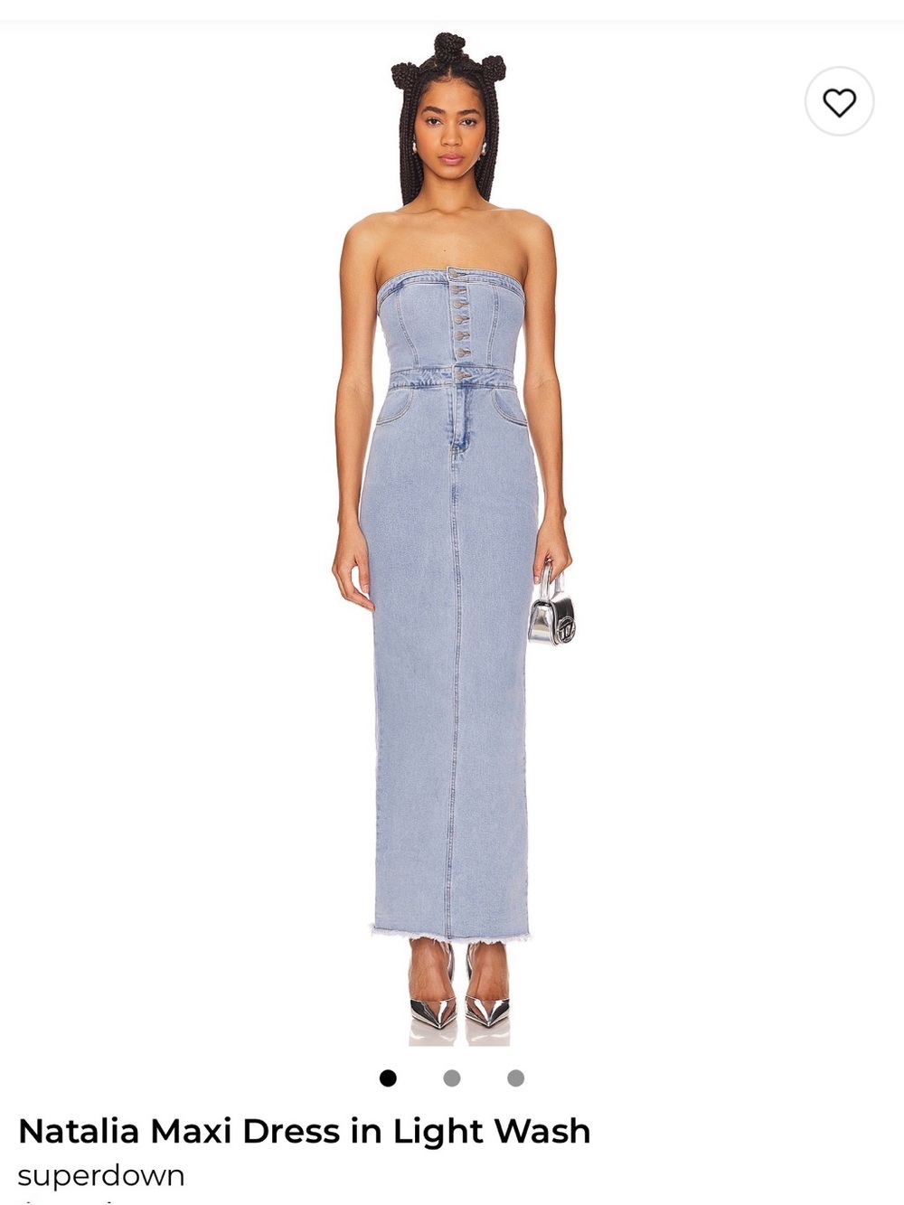 superdown Light Wash Denim Strapless Maxi Dress